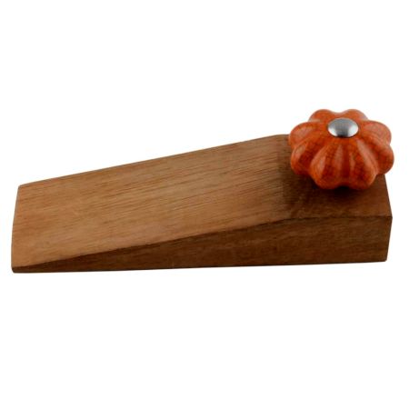 Orange Crackle Melon Ceramic Wooden Door Stopper